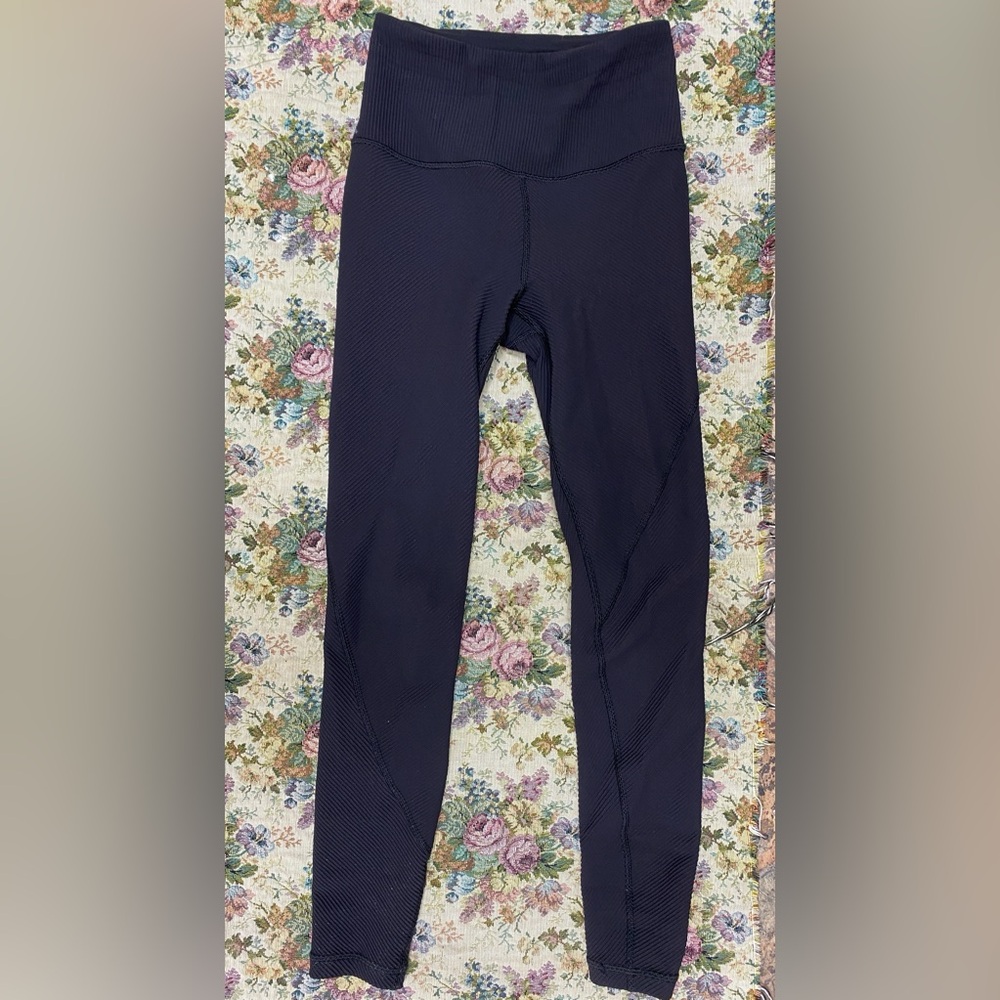 Athleta Synergy Ribbed Black Leggings XXS